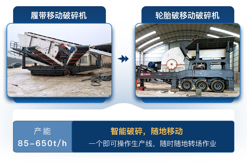 履帶式和輪胎式兩種類型破碎機(jī) 履帶式和輪胎式兩種類型破碎機(jī)