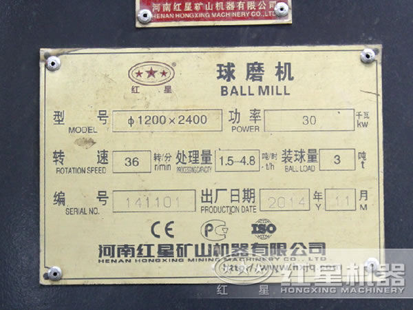 1200-2400型球磨機，功率，轉速，處理量，裝球量