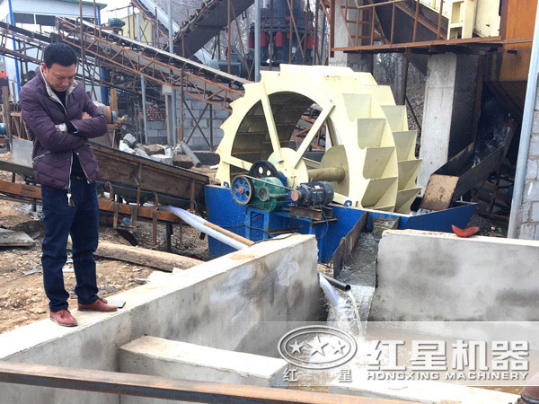 輪式洗砂機作業現場