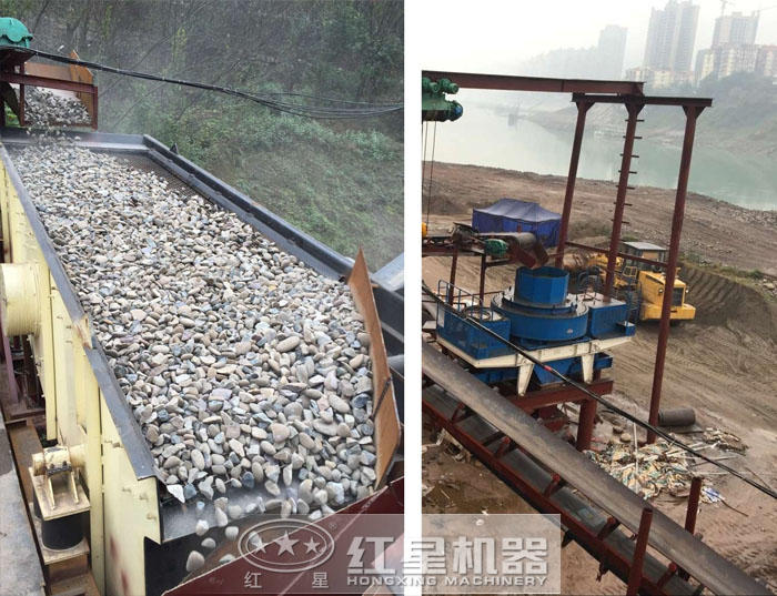 河卵石破碎制砂生產作業圖 河卵石破碎制砂生產作業圖